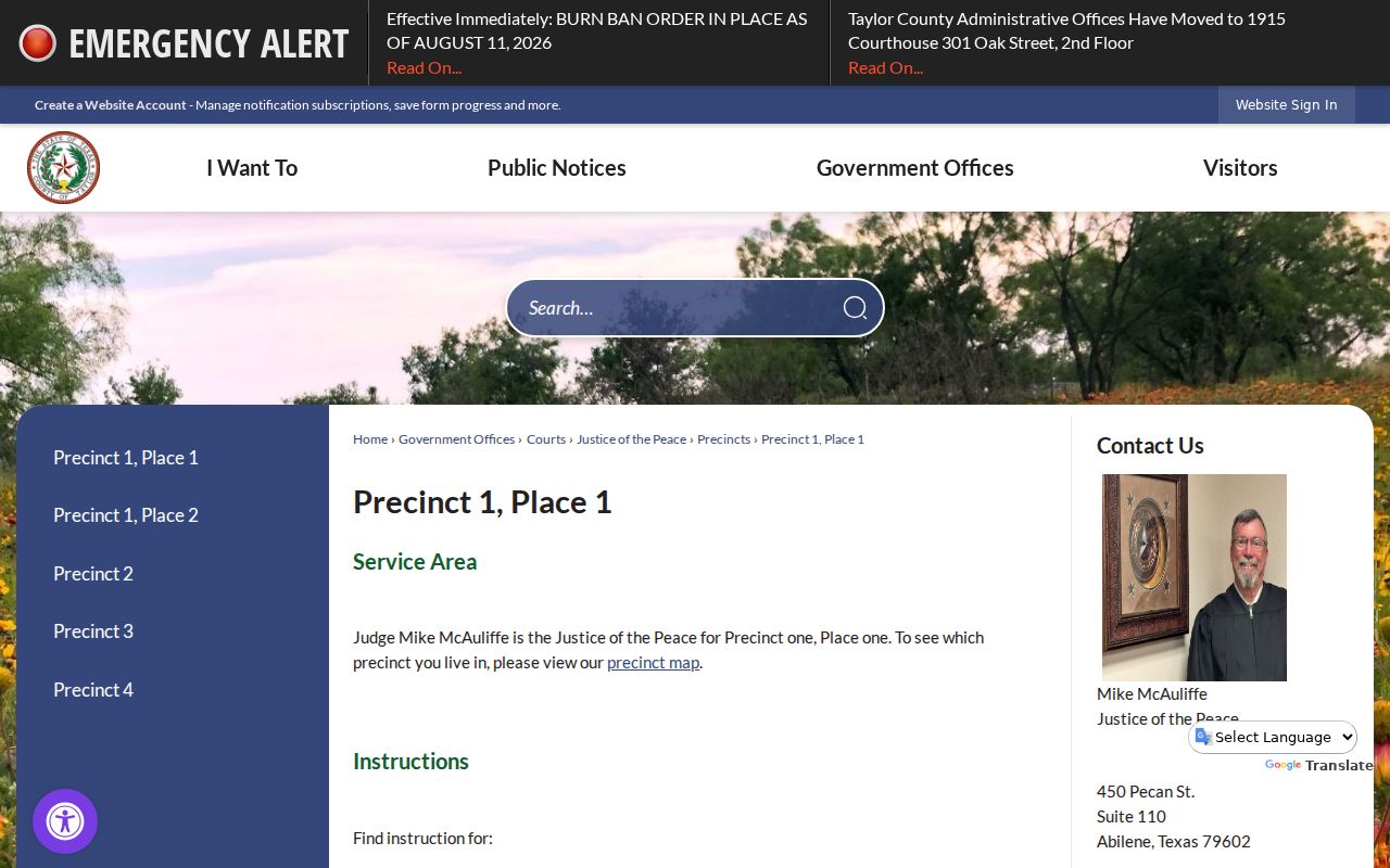 Taylor County traffic court records and JP1-1 payment information