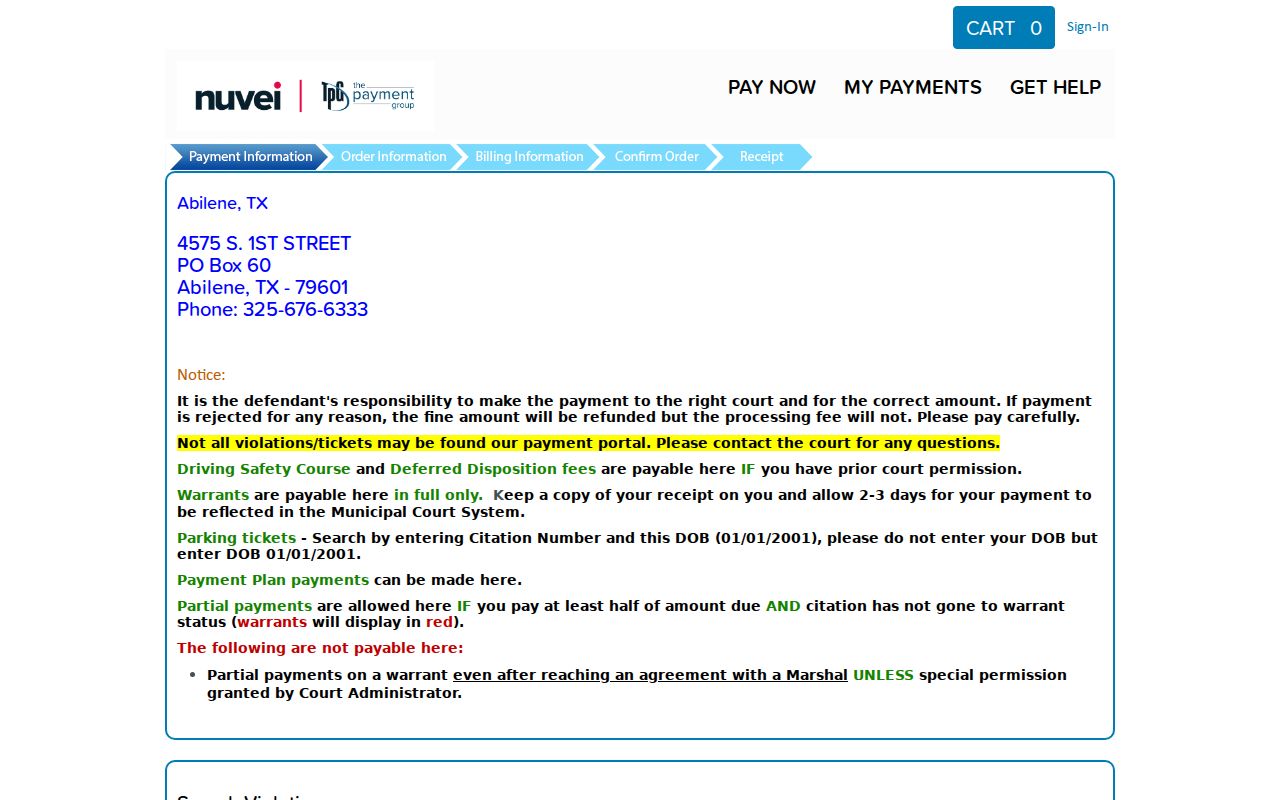 Abilene court docket online payment source