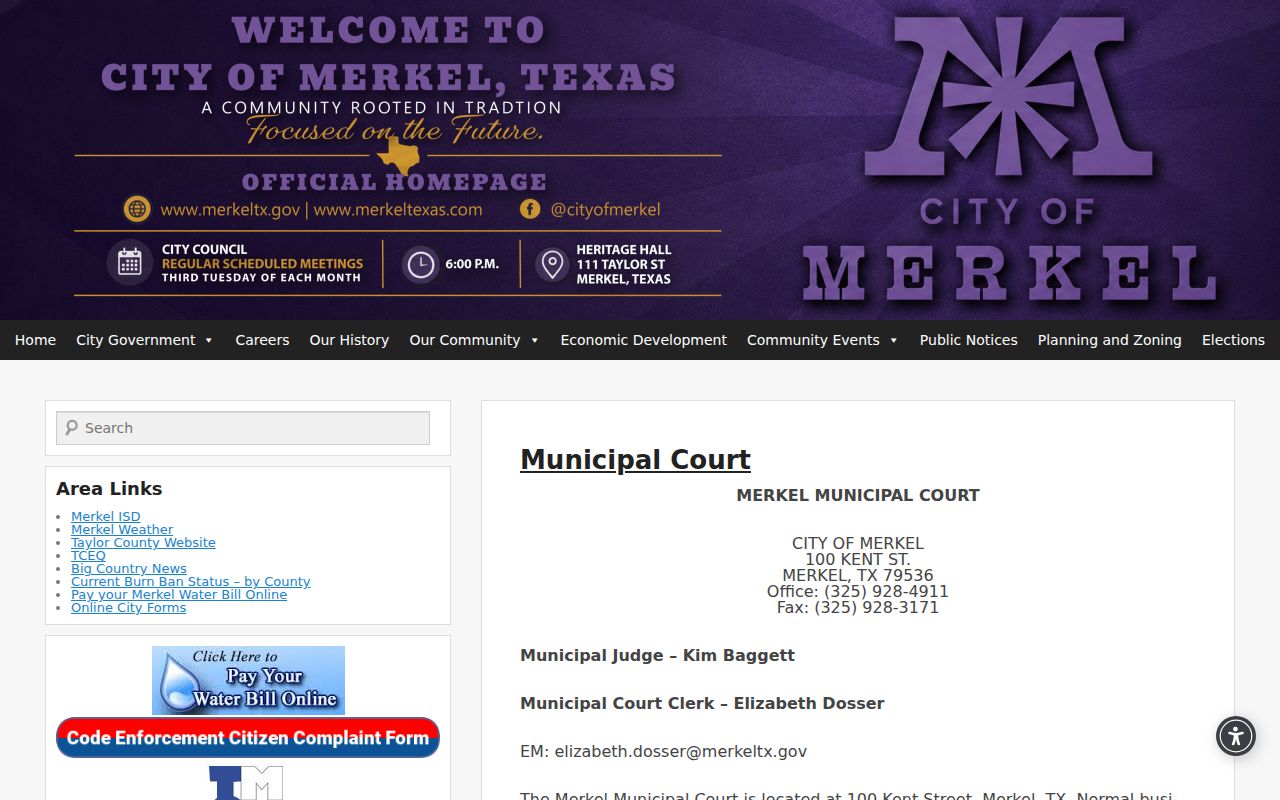 Merkel municipal court docket rules and access information