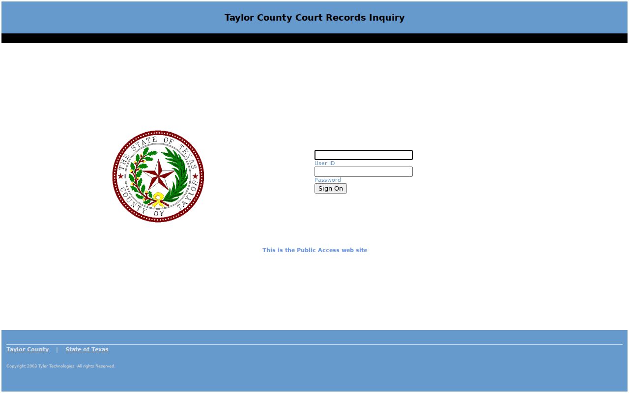 Taylor County case search secured Odyssey user login